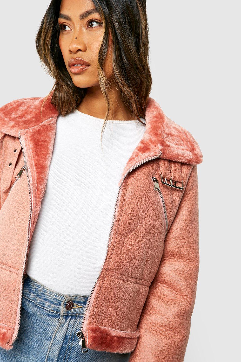 Boohoo cropped 2024 aviator jacket